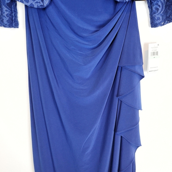 NWT Alex Evenings 2-Pc Lace Glitter Bolero Gown in Royal Blue Size 8 Petite - Picture 11 of 13